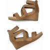 DREAM PAIRS Womens Elastic Ankle Strap Open Toe Platform Wedge Sandals Comfortable Summer Shoes(Camel)