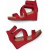 DREAM PAIRS Womens Elastic Ankle Strap Open Toe Platform Wedge Sandals Comfortable Summer Shoes(Red)