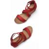 DREAM PAIRS Womens Elastic Ankle Strap Open Toe Platform Wedge Sandals Comfortable Summer Shoes(Red)