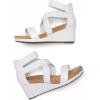 DREAM PAIRS Womens Elastic Ankle Strap Open Toe Platform Wedge Sandals Comfortable Summer Shoes(White)