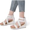 DREAM PAIRS Womens Elastic Ankle Strap Open Toe Platform Wedge Sandals Comfortable Summer Shoes(White)