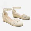 DREAM PAIRS Women’s Espadrilles Closed Toe Ankle Strap Dressy Platform Wedge Sandals(Beige/White)