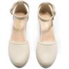 DREAM PAIRS Women’s Espadrilles Closed Toe Ankle Strap Dressy Platform Wedge Sandals(Beige-canvas)
