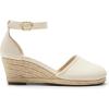 DREAM PAIRS Women’s Espadrilles Closed Toe Ankle Strap Dressy Platform Wedge Sandals(Beige-canvas)