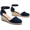 DREAM PAIRS Women’s Espadrilles Closed Toe Ankle Strap Dressy Platform Wedge Sandals(Navy-suede)
