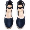 DREAM PAIRS Women’s Espadrilles Closed Toe Ankle Strap Dressy Platform Wedge Sandals(Navy-suede)