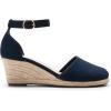 DREAM PAIRS Women’s Espadrilles Closed Toe Ankle Strap Dressy Platform Wedge Sandals(Navy-suede)