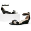 DREAM PAIRS Women’s Ingrid Ankle Strap Low Wedge Sandal(Black)