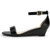 DREAM PAIRS Women’s Ingrid Ankle Strap Low Wedge Sandal(Black)