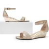 DREAM PAIRS Women’s Ingrid Ankle Strap Low Wedge Sandal(Gold)