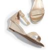DREAM PAIRS Women’s Ingrid Ankle Strap Low Wedge Sandal(Gold)