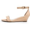DREAM PAIRS Women’s Ingrid Ankle Strap Low Wedge Sandal(Nude)