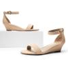 DREAM PAIRS Women’s Ingrid Ankle Strap Low Wedge Sandal(Nude)