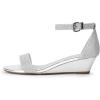 DREAM PAIRS Women’s Ingrid Ankle Strap Low Wedge Sandal(Silver)