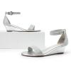 DREAM PAIRS Women’s Ingrid Ankle Strap Low Wedge Sandal(Silver)