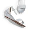 DREAM PAIRS Women’s Ingrid Ankle Strap Low Wedge Sandal(Silver)