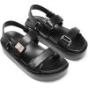 DREAM PAIRS Women’s Low Wedge Sandals Comfortable Arch Support Platform Open toe Casual Dressy Flat Summer Sandals with Adjustable Straps(Black-pu)