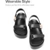 DREAM PAIRS Women’s Low Wedge Sandals Comfortable Arch Support Platform Open toe Casual Dressy Flat Summer Sandals with Adjustable Straps(Black-pu)