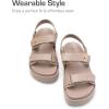 DREAM PAIRS Women’s Low Wedge Sandals Comfortable Arch Support Platform Open toe Casual Dressy Flat Summer Sandals with Adjustable Straps(Nude)
