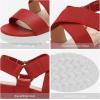 DREAM PAIRS Women’s Open Toe Ankle Strap Platform Wedge Sandals(Red)