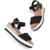 DREAM PAIRS Women’s Open Toe Buckle Ankle Strap Espadrille Platform Wedge Sandals(Black)