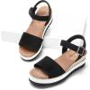 DREAM PAIRS Women’s Open Toe Buckle Ankle Strap Espadrille Platform Wedge Sandals(Black)