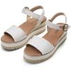 DREAM PAIRS Women’s Open Toe Buckle Ankle Strap Espadrille Platform Wedge Sandals(Natural-canvas)
