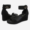 DREAM PAIRS Women’s Open Toe Buckle Ankle Strap Platform Wedge Sandals Summer Shoes.(Black)