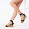 DREAM PAIRS Women’s Open Toe Buckle Ankle Strap Platform Wedge Sandals Summer Shoes.(Black/Pu)