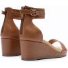 DREAM PAIRS Women’s Open Toe Buckle Ankle Strap Platform Wedge Sandals Summer Shoes.(Camel/Pu)