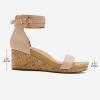 DREAM PAIRS Women’s Open Toe Buckle Ankle Strap Platform Wedge Sandals Summer Shoes.(Nude/Pu)