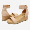 DREAM PAIRS Women’s Open Toe Buckle Ankle Strap Platform Wedge Sandals Summer Shoes.(Nude/Pu)