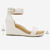 DREAM PAIRS Women’s Open Toe Buckle Ankle Strap Platform Wedge Sandals Summer Shoes.(White/Pu)