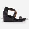 DREAM PAIRS Women’s Open Toe Buckle Ankle Strap Summer Platform Wedge Sandals(Black/Pu)