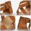 DREAM PAIRS Women’s Open Toe Buckle Ankle Strap Summer Platform Wedge Sandals(Camel/Pu)