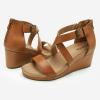 DREAM PAIRS Women’s Open Toe Buckle Ankle Strap Summer Platform Wedge Sandals(Camel/Pu)