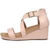 DREAM PAIRS Women’s Open Toe Buckle Ankle Strap Summer Platform Wedge Sandals(Nude/Pu)