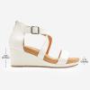 DREAM PAIRS Women’s Open Toe Buckle Ankle Strap Summer Platform Wedge Sandals(White/Pu)