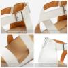 DREAM PAIRS Women’s Open Toe Buckle Ankle Strap Summer Platform Wedge Sandals(White/Pu)
