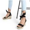 DREAM PAIRS Womens Open Toe Espadrilles Wedges Tie Lace Up Cute Ankle Strap Platform Sandals Dressy Shoes(Black)