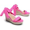 DREAM PAIRS Womens Open Toe Espadrilles Wedges Tie Lace Up Cute Ankle Strap Platform Sandals Dressy Shoes(Hot Pink-suede)