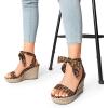 DREAM PAIRS Womens Open Toe Espadrilles Wedges Tie Lace Up Cute Ankle Strap Platform Sandals Dressy Shoes(Leopard-suede)