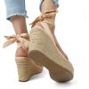 DREAM PAIRS Womens Open Toe Espadrilles Wedges Tie Lace Up Cute Ankle Strap Platform Sandals Dressy Shoes(Nude)
