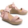 DREAM PAIRS Womens Open Toe Espadrilles Wedges Tie Lace Up Cute Ankle Strap Platform Sandals Dressy Shoes(Pink)
