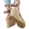 DREAM PAIRS Womens Open Toe Espadrilles Wedges Tie Lace Up Cute Ankle Strap Platform Sandals Dressy Shoes(Pink)