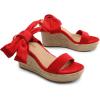 DREAM PAIRS Womens Open Toe Espadrilles Wedges Tie Lace Up Cute Ankle Strap Platform Sandals Dressy Shoes(Red)