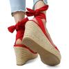 DREAM PAIRS Womens Open Toe Espadrilles Wedges Tie Lace Up Cute Ankle Strap Platform Sandals Dressy Shoes(Red)