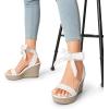 DREAM PAIRS Womens Open Toe Espadrilles Wedges Tie Lace Up Cute Ankle Strap Platform Sandals Dressy Shoes(White-pu)
