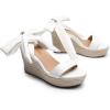 DREAM PAIRS Womens Open Toe Espadrilles Wedges Tie Lace Up Cute Ankle Strap Platform Sandals Dressy Shoes(White-pu)