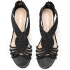DREAM PAIRS Women’s Open Toe Low Wedges Sandals, Rhinestone Strappy Zipper Dress Shoes, Summer Wedding Party Travel Shoes(Black)